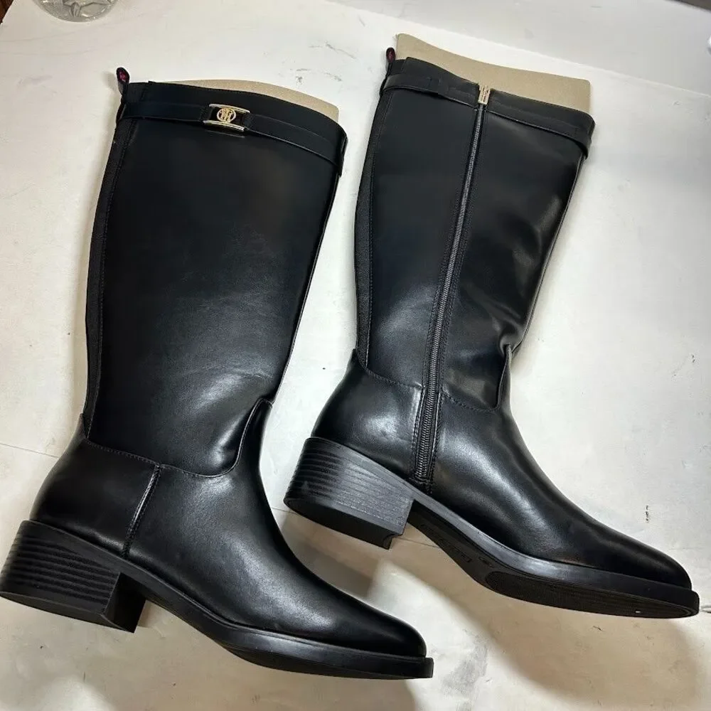 Tommy Hilfiger Womens 10 M Black Iviann Knee High Riding Boots NIB QV8